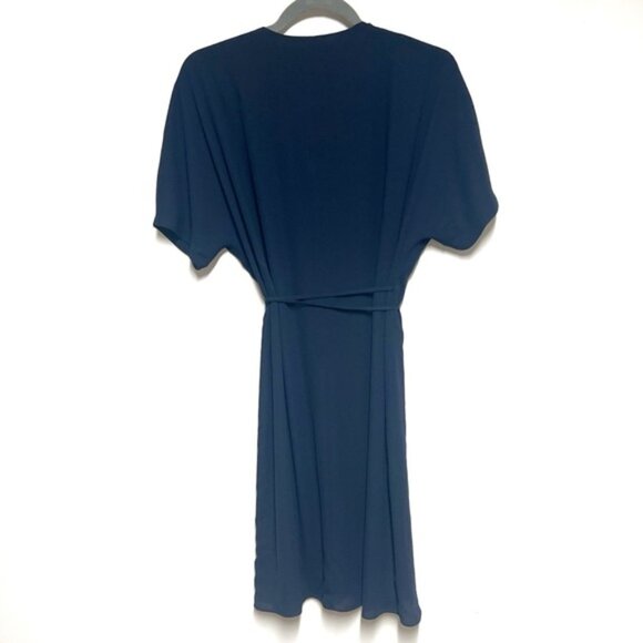 Aritzia Babaton Wallace Navy Wrap Dress Sz L - Picture 4 of 5